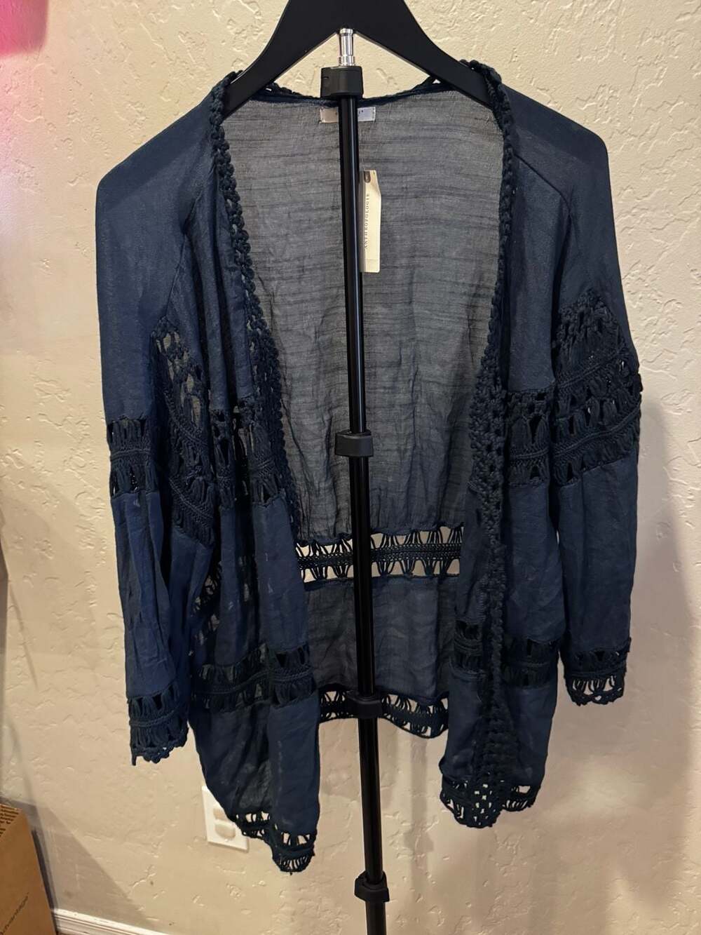 Evelyn K Anthropologie Esplanade Crochet Detail Kimono Cover-Up